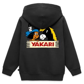 Yakari mit Kleiner Donner - Kinder Premium Organic Zip Hoodie - Schwarz - Hinten - AI Model Kid Male (0cm)