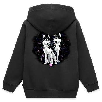 Husky Hunde Hund Haustiere Hundehalter Rassehund - Kinder Premium Organic Zip Hoodie - Schwarz - Hinten - AI Model Kid Male (0cm)