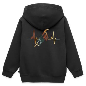 Trompete - Kinder Premium Organic Zip Hoodie - Schwarz - Hinten - AI Model Kid Male (0cm)