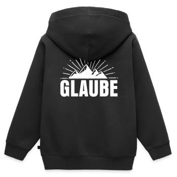 Glaube - Kinder Premium Organic Zip Hoodie - Schwarz - Hinten - AI Model Kid Male (0cm)
