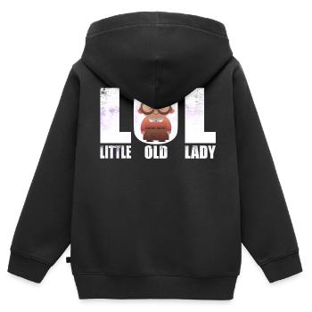 Little Old Lady - LOL - Kinder Premium Organic Zip Hoodie - Schwarz - Hinten - AI Model Kid Male (0cm)