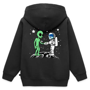 Astronaut Alien Katze Mond Planet Raumfahrt - Kinder Premium Organic Zip Hoodie - Schwarz - Hinten - AI Model Kid Male (0cm)