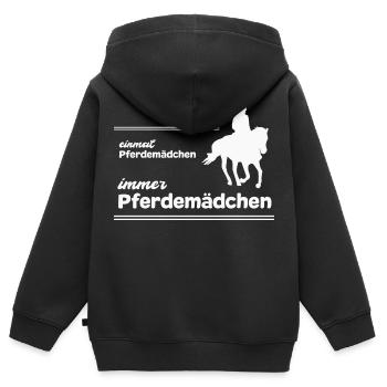 Pferdemädchen Reiten Geschenk Mädchen Pferde - Kinder Premium Organic Zip Hoodie - Schwarz - Hinten - AI Model Kid Male (0cm)