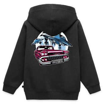 alien angriff auf die erde - Kinder Premium Organic Zip Hoodie - Schwarz - Hinten - AI Model Kid Male (0cm)