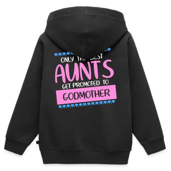 Marraine tante cadeau Marraine Marraine Nièce - Sweat Premium à capuche zippé enfant bio - noir - Dos - AI Model Kid Male (0cm)