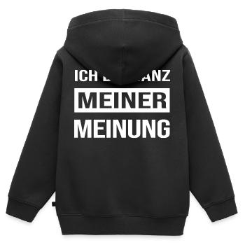 Ganz meiner Meinung - Kinder Premium Organic Zip Hoodie - Schwarz - Hinten - AI Model Kid Male (0cm)