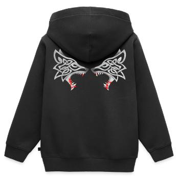 Blutiger Duo-Wolf - Kinder Premium Organic Zip Hoodie - Schwarz - Hinten - AI Model Kid Male (0cm)