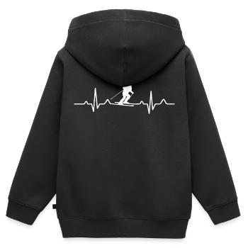 Skifahren Herzschlag Skifahren Herzschlag - Kinder Premium Organic Zip Hoodie - Schwarz - Hinten - AI Model Kid Male (0cm)