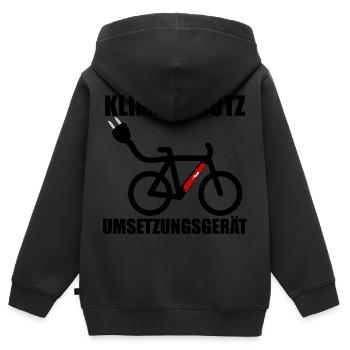 Klimaschutz Umsetzungsgerät - Kinder Premium Organic Zip Hoodie - Schwarz - Hinten - AI Model Kid Male (0cm)