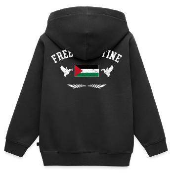 Free Palestine Freiheit Palästina Freies Palästina - Kinder Premium Organic Zip Hoodie - Schwarz - Hinten - AI Model Kid Male (0cm)