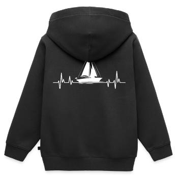 Herzschlag Segelsegel Sailboat - Kinder Premium Organic Zip Hoodie - Schwarz - Hinten - AI Model Kid Male (0cm)