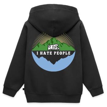 I hate people - Camping Nature Solitude - Sweat Premium à capuche zippé enfant bio - noir - Dos - AI Model Kid Male (0cm)