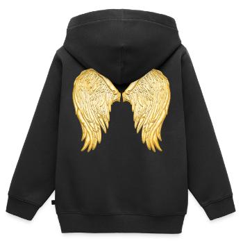Goldene Engelsflügel Flügel Fluegel - Kinder Premium Organic Zip Hoodie - Schwarz - Hinten - AI Model Kid Male (0cm)