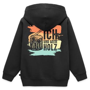 Tischler Retro - Kinder Premium Organic Zip Hoodie - Schwarz - Hinten - AI Model Kid Male (0cm)