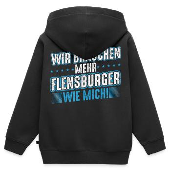 Flensburg Flensburger Männer Spruch Geschenk - Kinder Premium Organic Zip Hoodie - Schwarz - Hinten - AI Model Kid Male (0cm)