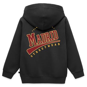 Madrid Espagne Collège Style Lycée - Sweat Premium à capuche zippé enfant bio - noir - Dos - AI Model Kid Male (0cm)