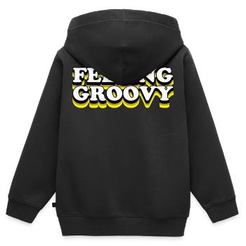 Feeling Groovy - Kinder Premium Organic Zip Hoodie - Schwarz - Hinten - AI Model Kid Male (0cm)