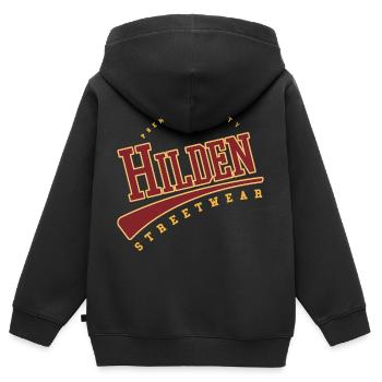 Hilden, Allemagne, Style collège lycée - Sweat Premium à capuche zippé enfant bio - noir - Dos - AI Model Kid Male (0cm)