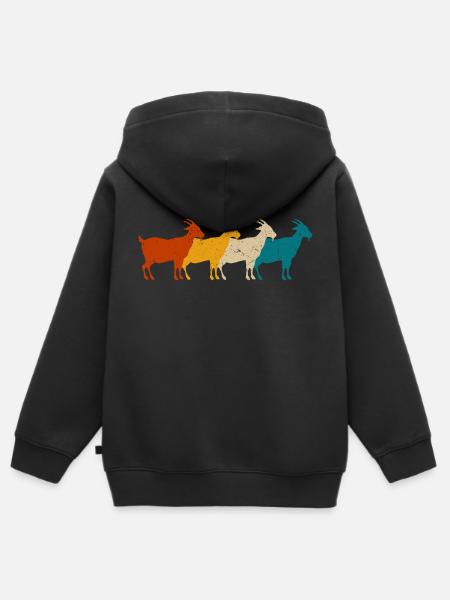 Retro Ziegen T-Shirt Ziege - Kinder Premium Organic Zip Hoodie - Schwarz