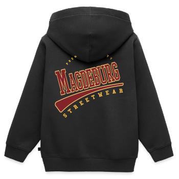 Magdeburg Allemagne College High School Style - Sweat Premium à capuche zippé enfant bio - noir - Dos - AI Model Kid Male (0cm)