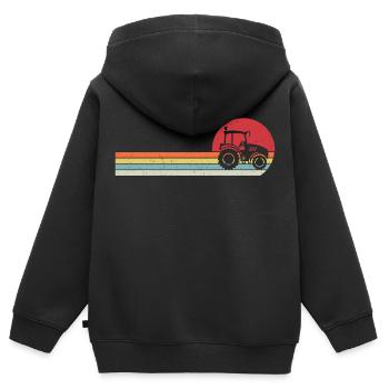 Retro Geschenktraktor für Landwirt - Kinder Premium Organic Zip Hoodie - Schwarz - Hinten - AI Model Kid Male (0cm)