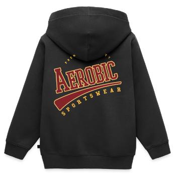 Aérobic Sports Aérobic Sport Fitness Training - Sweat Premium à capuche zippé enfant bio - noir - Dos - AI Model Kid Male (0cm)