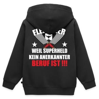 Fleischer Metzger Zerleger Schlachter - Kinder Premium Organic Zip Hoodie - Schwarz - Hinten - AI Model Kid Male (0cm)
