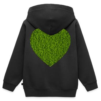 Moos Herz Natur Liebe - Kinder Premium Organic Zip Hoodie - Schwarz - Hinten - AI Model Kid Male (0cm)