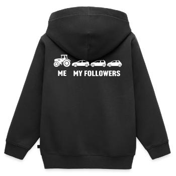 Ich und meine Follower Traktor T-Shirt für Landwirt - Kinder Premium Organic Zip Hoodie - Schwarz - Hinten - AI Model Kid Male (0cm)