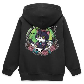 Das Erwachen von Catleman Jack - Kinder Premium Organic Zip Hoodie - Schwarz - Hinten - AI Model Kid Male (0cm)