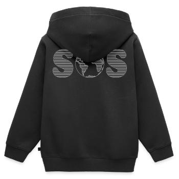 SOS – Jour du dépassement de la Terre / Changement climatique (W / PNG) - Sweat Premium à capuche zippé enfant bio - noir - Dos - AI Model Kid Male (0cm)