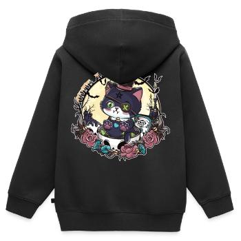 Das Erwachen von Catleman Jack - Kinder Premium Organic Zip Hoodie - Schwarz - Hinten - AI Model Kid Male (0cm)
