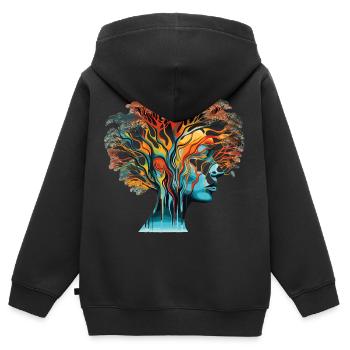Optical Illusion Head-Tree - Kids Premium Organic Zip-up Hoodie - black - Back - AI Model Kid Male (0cm)