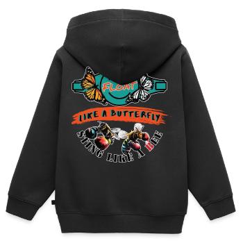Schweben wie ein Schmetterling, stechen wie eine Biene - Kinder Premium Organic Zip Hoodie - Schwarz - Hinten - AI Model Kid Male (0cm)