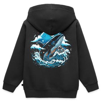 Imagination de baleine de l’espace - Sweat Premium à capuche zippé enfant bio - noir - Dos - AI Model Kid Male (0cm)