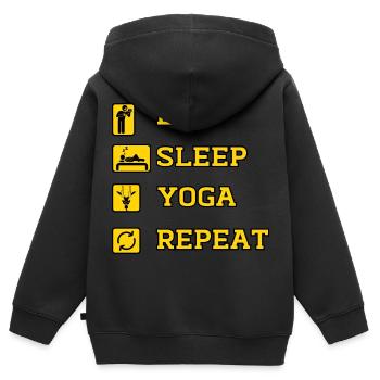 Eat Yoga Repeat - Sweat Premium à capuche zippé enfant bio - noir - Dos - AI Model Kid Male (0cm)