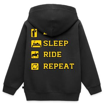 Eat Sleep Ride Repeat - Sweat Premium à capuche zippé enfant bio - noir - Dos - AI Model Kid Male (0cm)