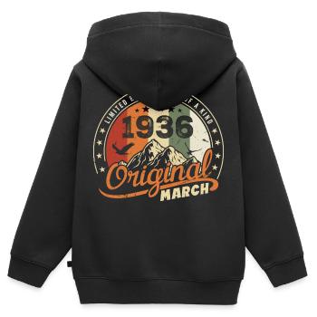 März 1936 Jahrgang 1936 Retro Geburtstagsgeschenk - Kinder Premium Organic Zip Hoodie - Schwarz - Hinten - AI Model Kid Male (0cm)