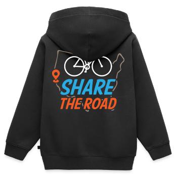 Share The Road - Kids Premium Organic Zip-up Hoodie - black - Back - AI Model Kid Male (0cm)