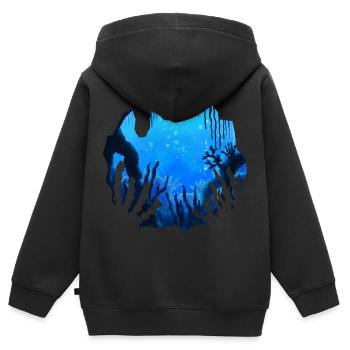 Deep Ocean watercolor painting - Kids Premium Organic Zip-up Hoodie - black - Back - AI Model Kid Male (0cm)