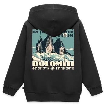 Dolomites de Tre Cime Lavaredo Dolomites des Trois Pics - Sweat Premium à capuche zippé enfant bio - noir - Dos - AI Model Kid Male (0cm)
