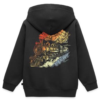 Retro Dampflokomotive - Kinder Premium Organic Zip Hoodie - Schwarz - Hinten - AI Model Kid Male (0cm)