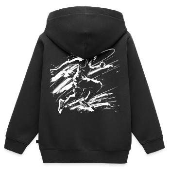 Läuferin Streetart - Kinder Premium Organic Zip Hoodie - Schwarz - Hinten - AI Model Kid Male (0cm)