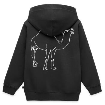 Lineart dromadaire - Sweat Premium à capuche zippé enfant bio - noir - Dos - AI Model Kid Male (0cm)