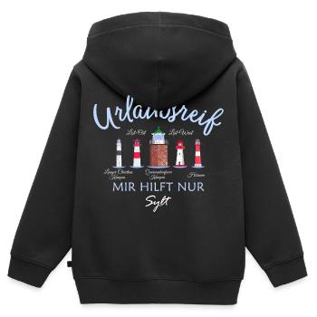 Sylt, Status Urlaubsreif, Deutsche Nordsee - Kinder Premium Organic Zip Hoodie - Schwarz - Hinten - AI Model Kid Male (0cm)