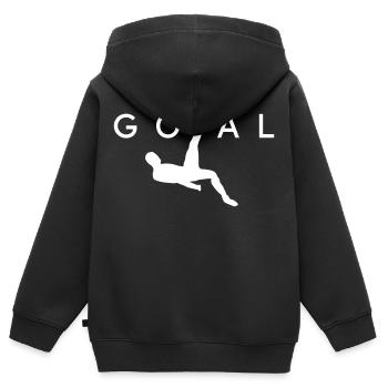 Fallrückzieher GOAL - Kinder Premium Organic Zip Hoodie - Schwarz - Hinten - AI Model Kid Male (0cm)