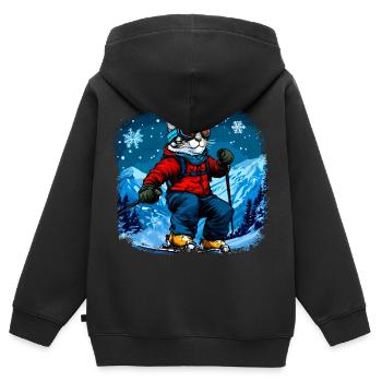 Cat Skis - Sweat Premium à capuche zippé enfant bio - noir - Dos - AI Model Kid Male (0cm)