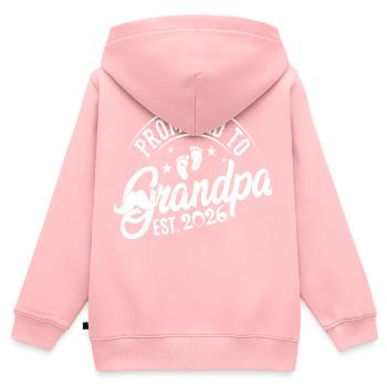 Promu au rang de grand-père 2026 Futur grand-père - Sweat Premium à capuche zippé enfant bio - rose - Dos - AI Model Kid Female (0cm)