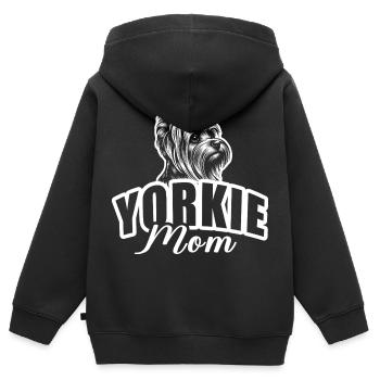 "Yorkie Mom" mit Hundekopf - Kinder Premium Organic Zip Hoodie - Schwarz - Hinten - AI Model Kid Male (0cm)