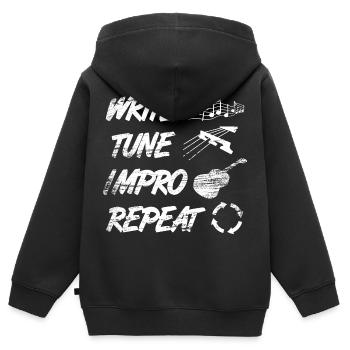 Écrire, faire de la musique, improviser - Sweat Premium à capuche zippé enfant bio - noir - Dos - AI Model Kid Male (0cm)